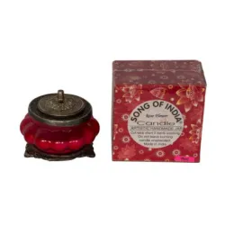 Ręcznie robiona świeca w szkle z orientalnym motywem - zapach Róża