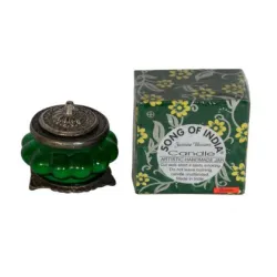 Ręcznie robiona świeca w szkle z orientalnym motywem - zapach jaśminowy