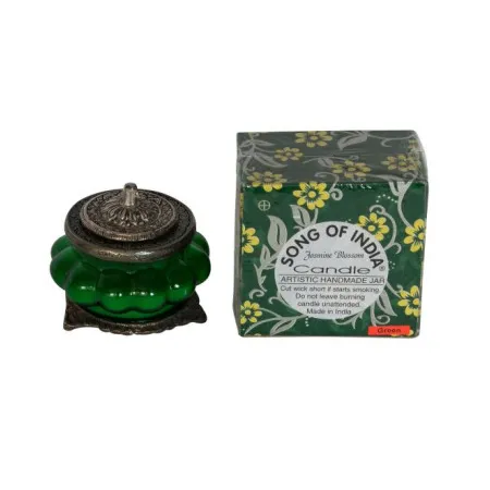 Ręcznie robiona świeca w szkle z orientalnym motywem - zapach jaśminowy